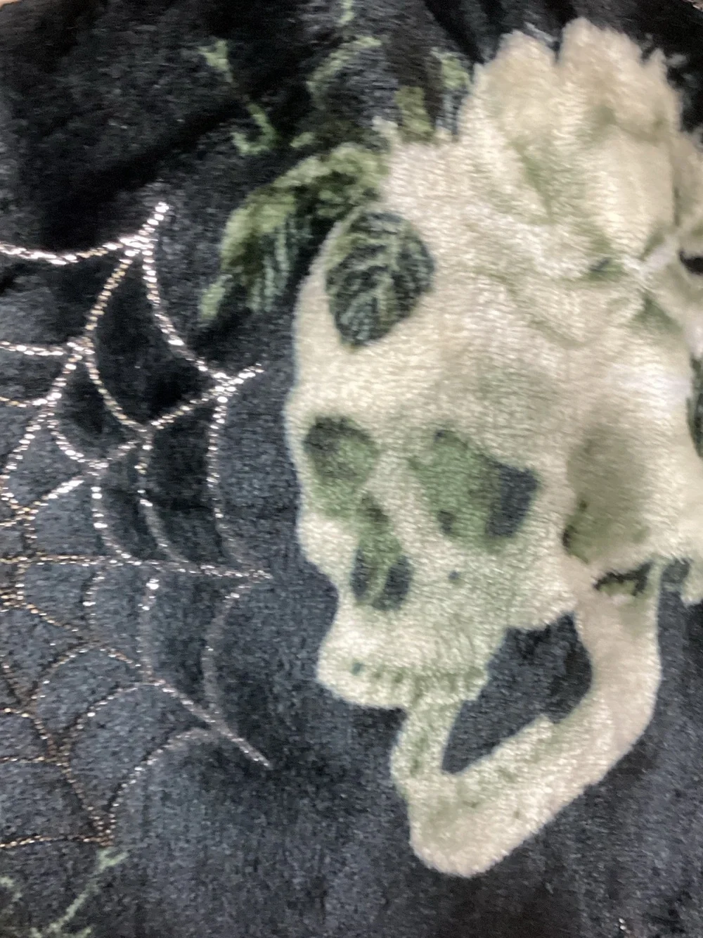 Halloween Skull and Spiderwebs Plush Foil Throw 🕷️